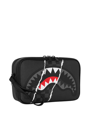 SPRAYGROUND  Pochette 910B9351NSZ center rip revealing check toiletry brick grigio/nero