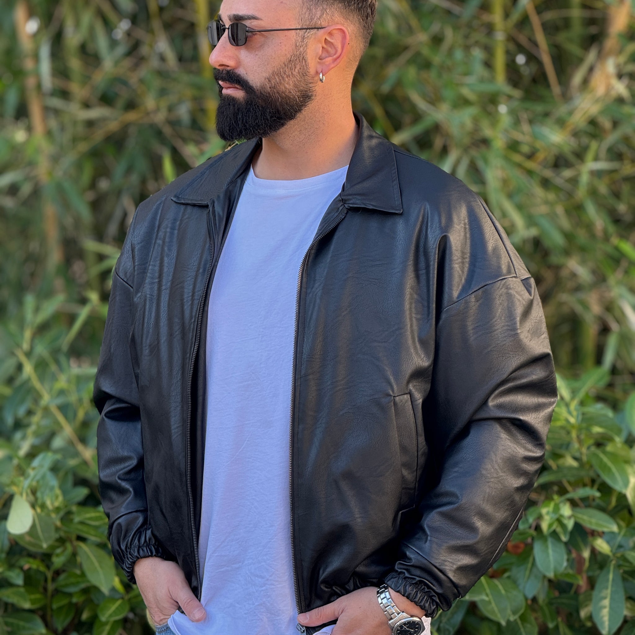 Giubbino in ecopelle imbottito  nero  over new job brand