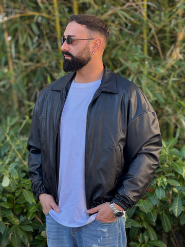 Giubbino in ecopelle imbottito  nero  over new job brand