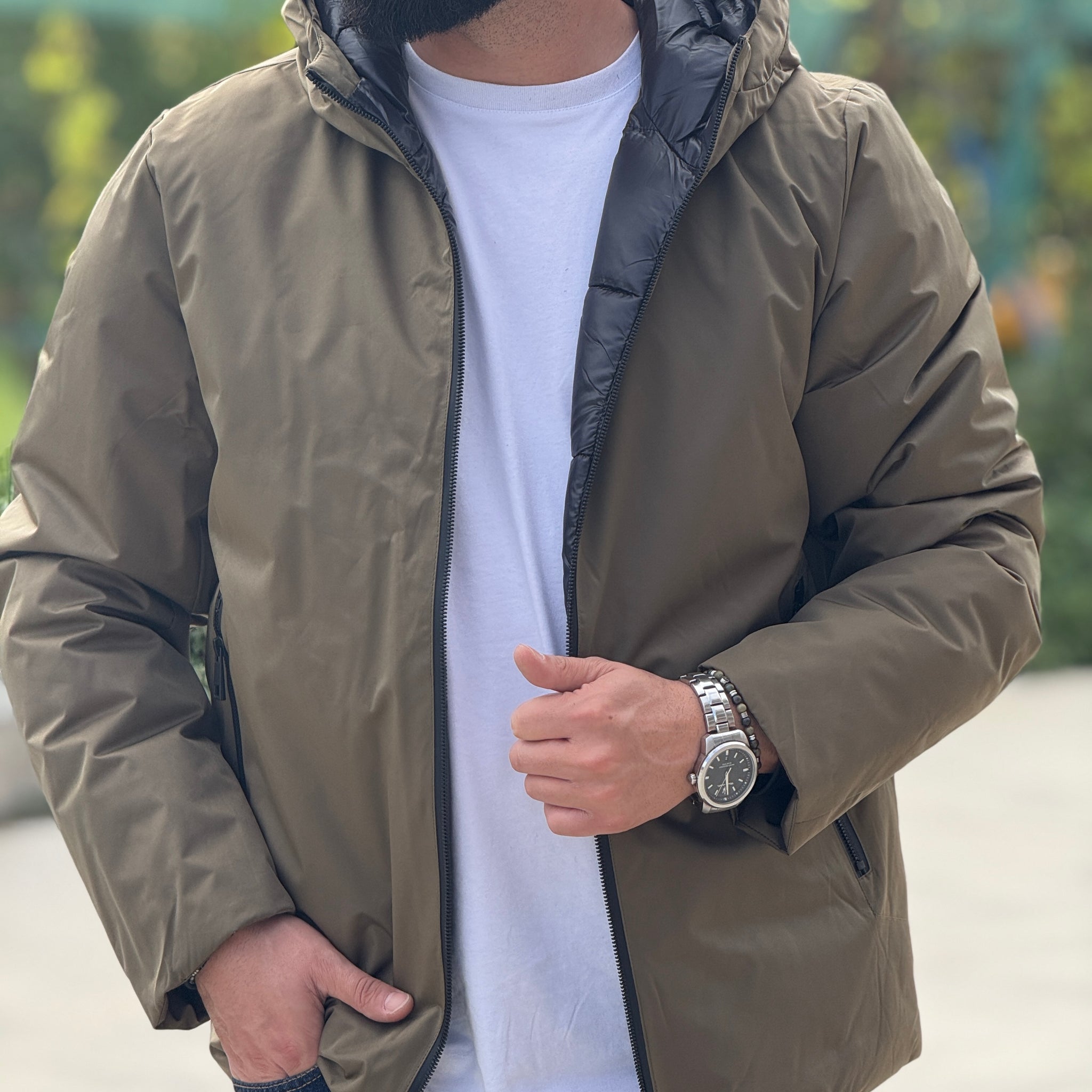 Giubbino tecnico cappuccio verde guy