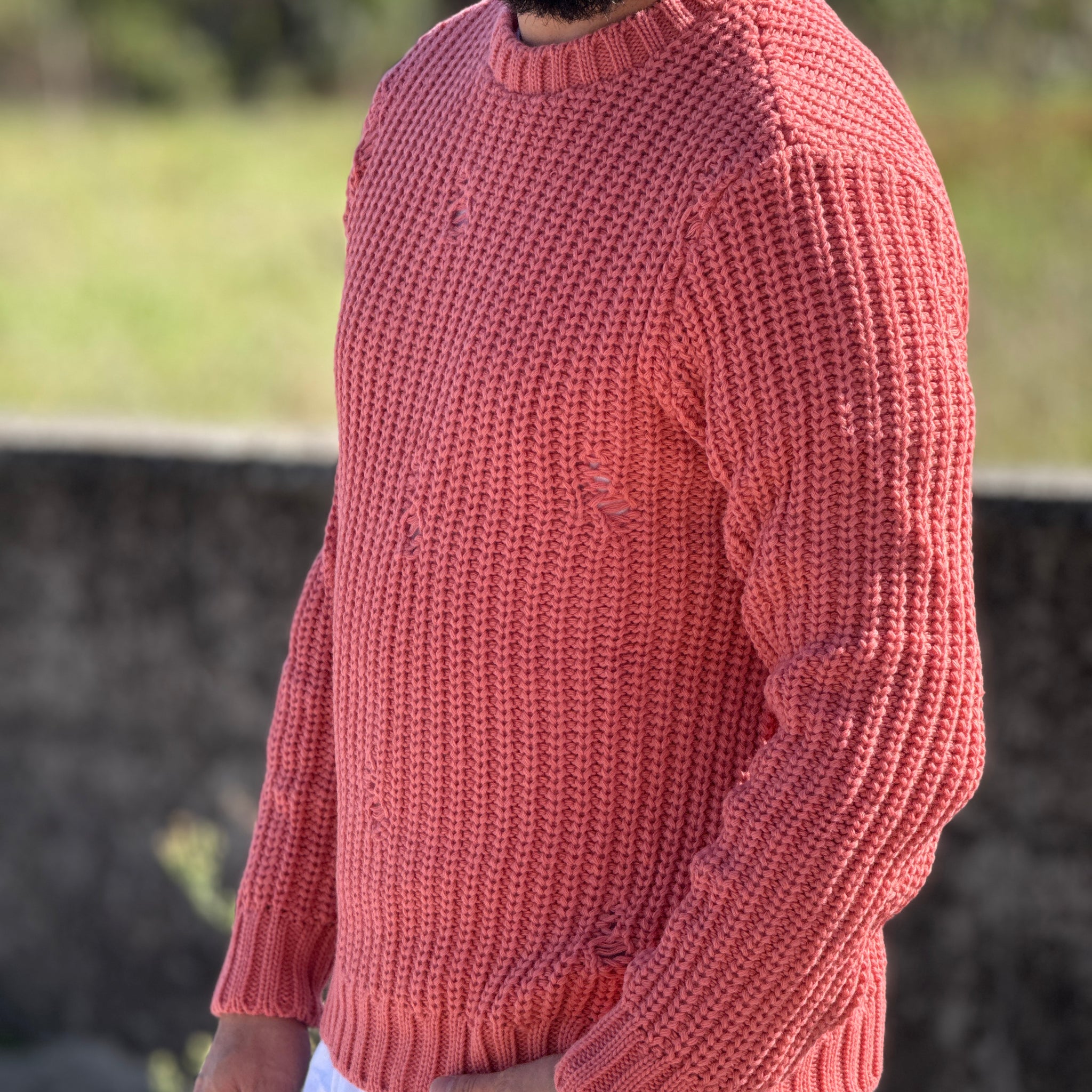 Pullover strappi rosa new job brand