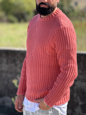 Pullover strappi rosa new job brand