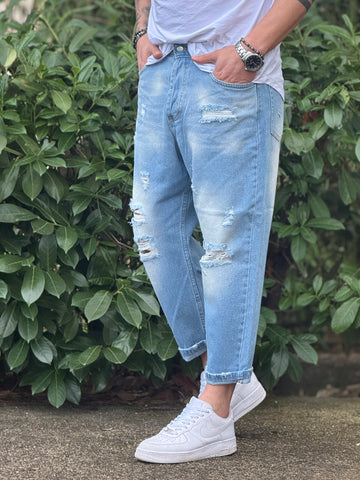 Jeans Canaria strappi chiaro New Job Brand