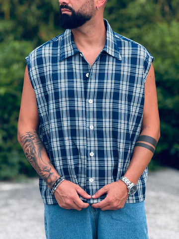 Camicia smanicata over cropped new job brand ()