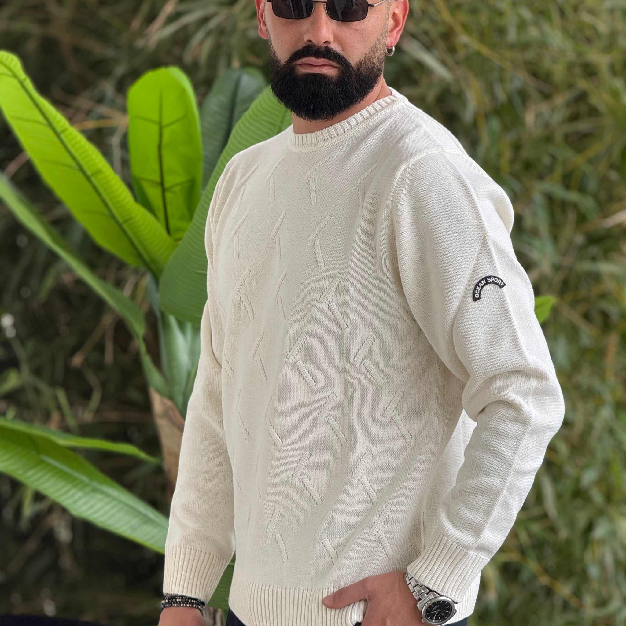 Pullover ocean avorio