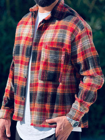 Camicia flanella  quadri camel  new job brand
