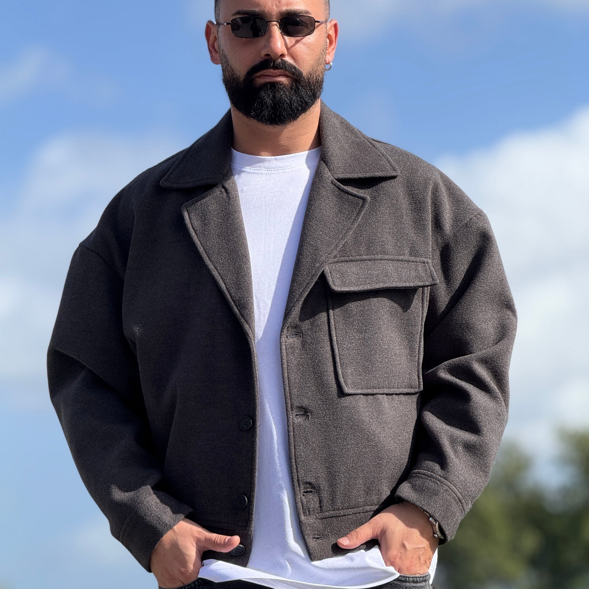 Cappotto cropped antracite over new job brand