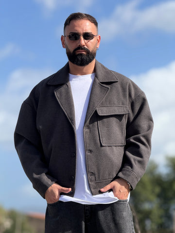 Cappotto cropped antracite over new job brand