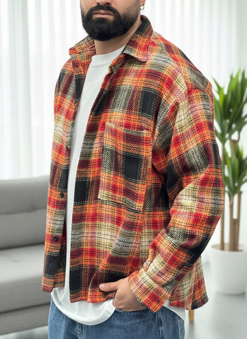 Camicia flanella  quadri camel  new job brand