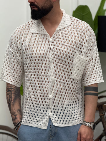 Cardigan forato cropped bianco New Job Brand