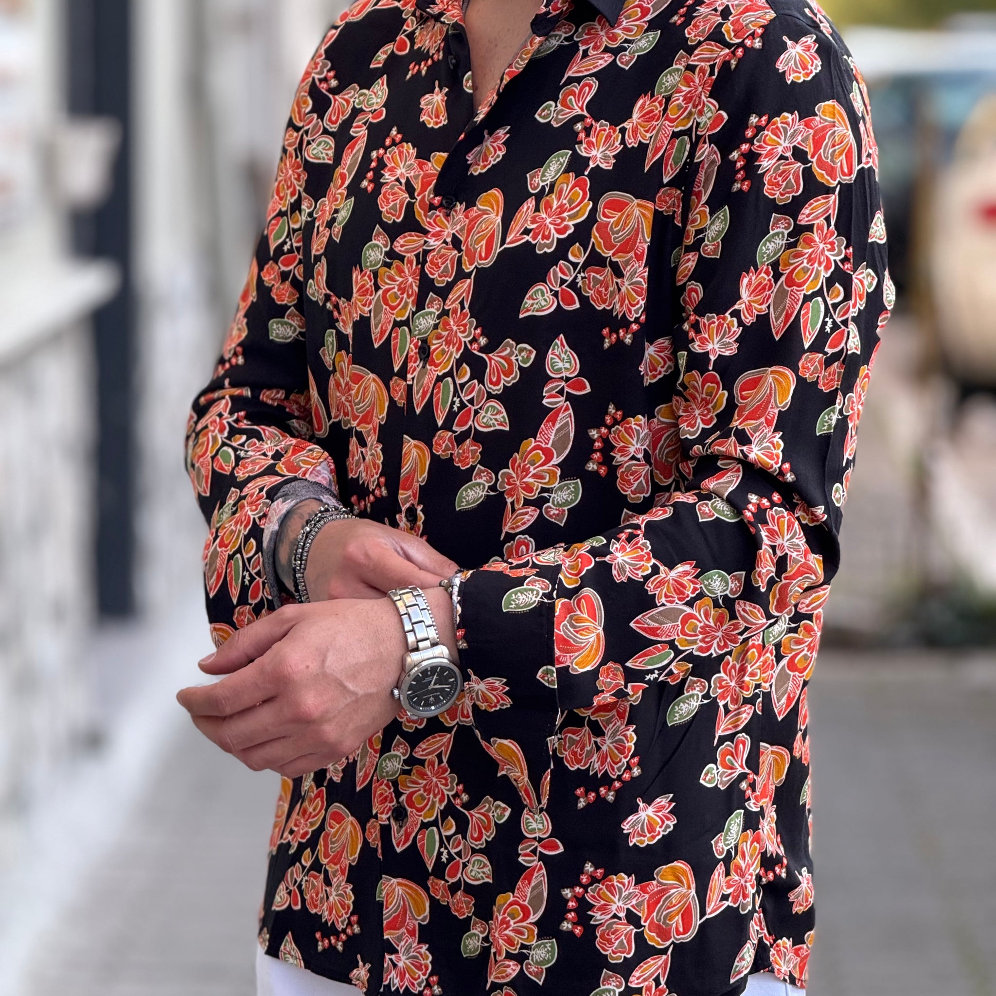 CAMICIA FLOREAL ARANCIONE NEW JOB BRAND