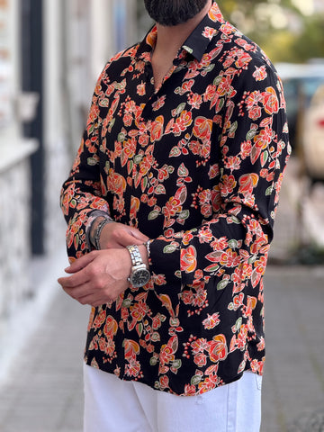 CAMICIA FLOREAL ARANCIONE NEW JOB BRAND