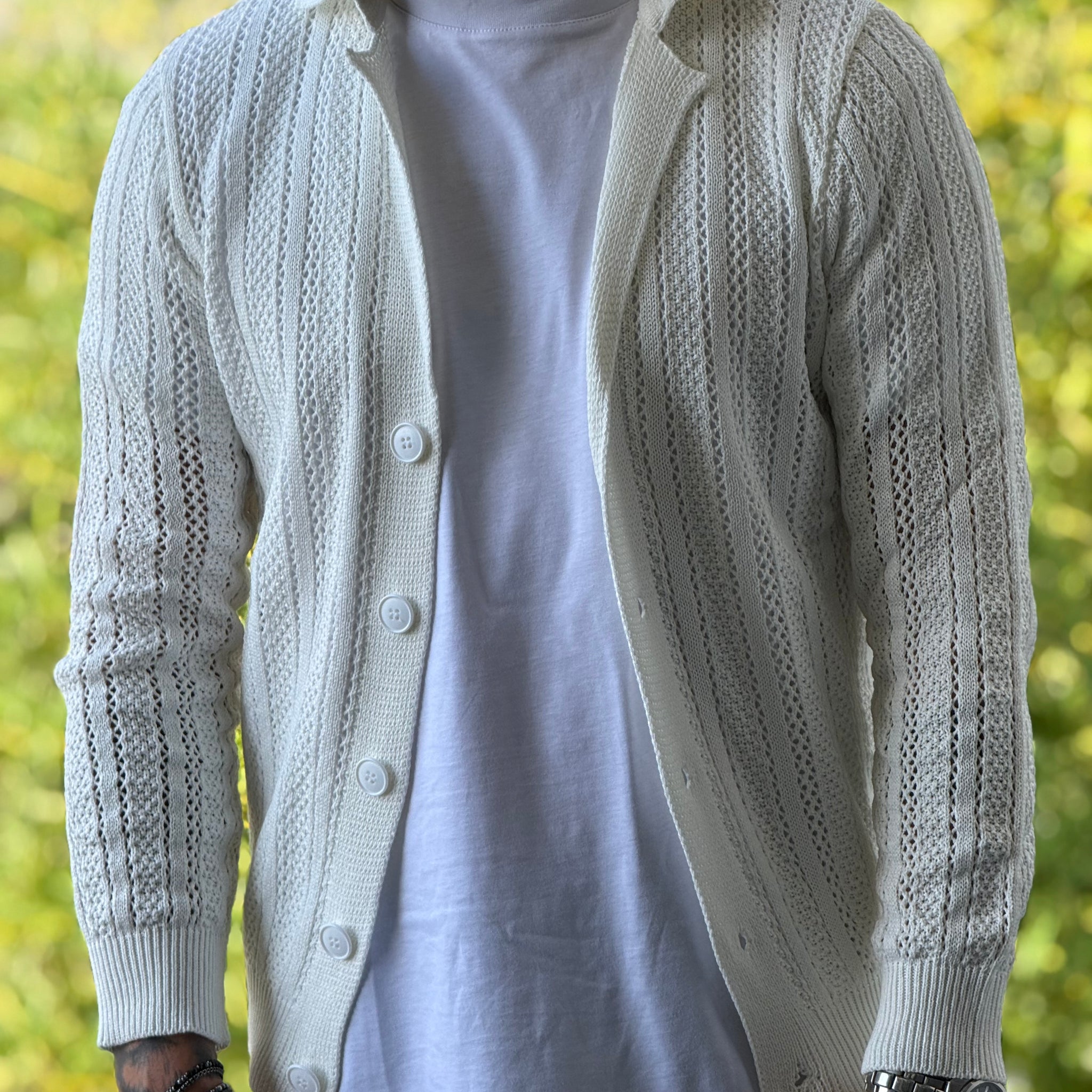Cardigan oversize bianco forato New Job Brand