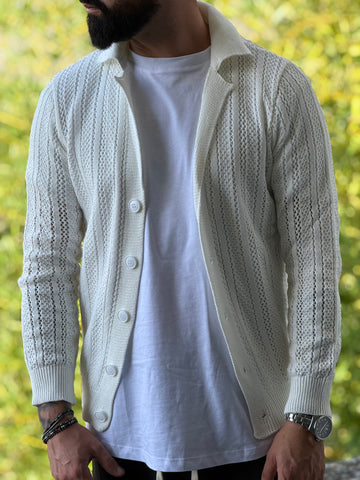 Cardigan oversize bianco forato New Job Brand