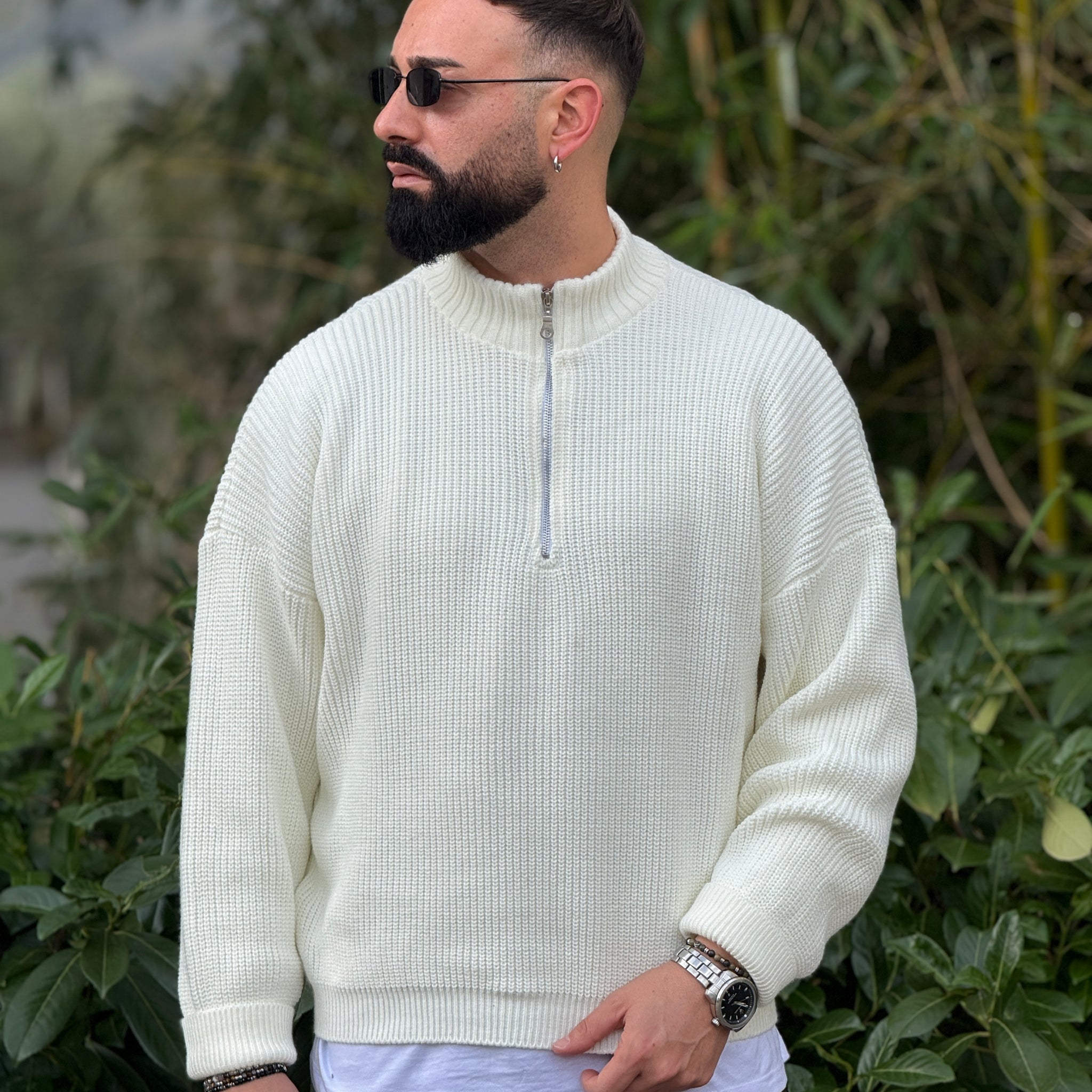 Pullover mezza zip bianco new job brand