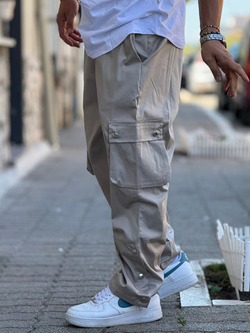 Pantalaccio Cargo con Clip Fondo Ampio Beige New Job Brand