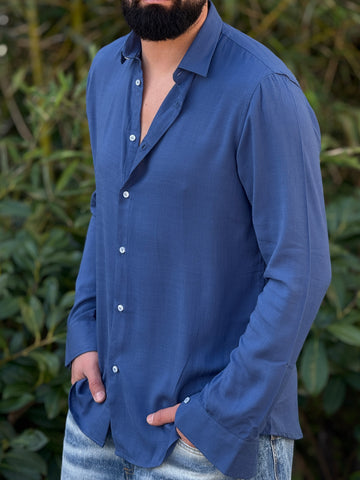 Camicia viscosa blue new job brand