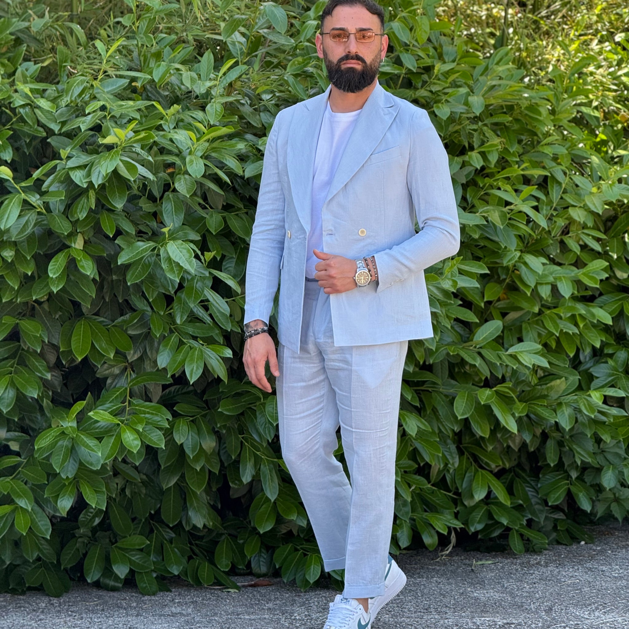 ABITO IN LINO CELESTE   NEW JOB BRAND