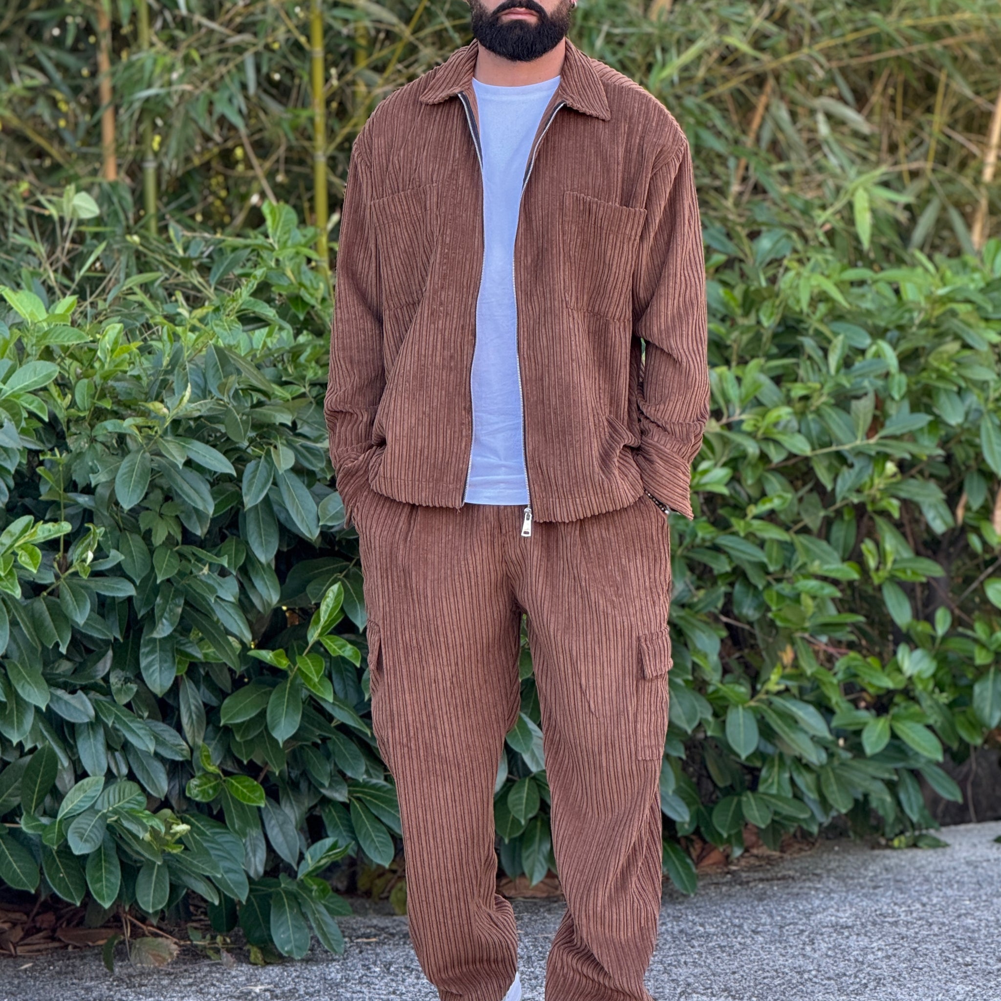 Coordinato velluto over tabacco new job brand