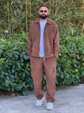 Coordinato velluto over tabacco new job brand