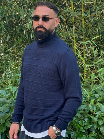 Pullover blu  collo alto new job brand