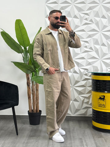 Coordinato Baggy over di jeans beige  New Job brand