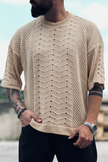 Shirt over in filo beige forata new job brand