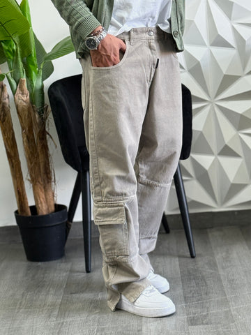 Cargo Jeans Spacchi New Job Brand Beige