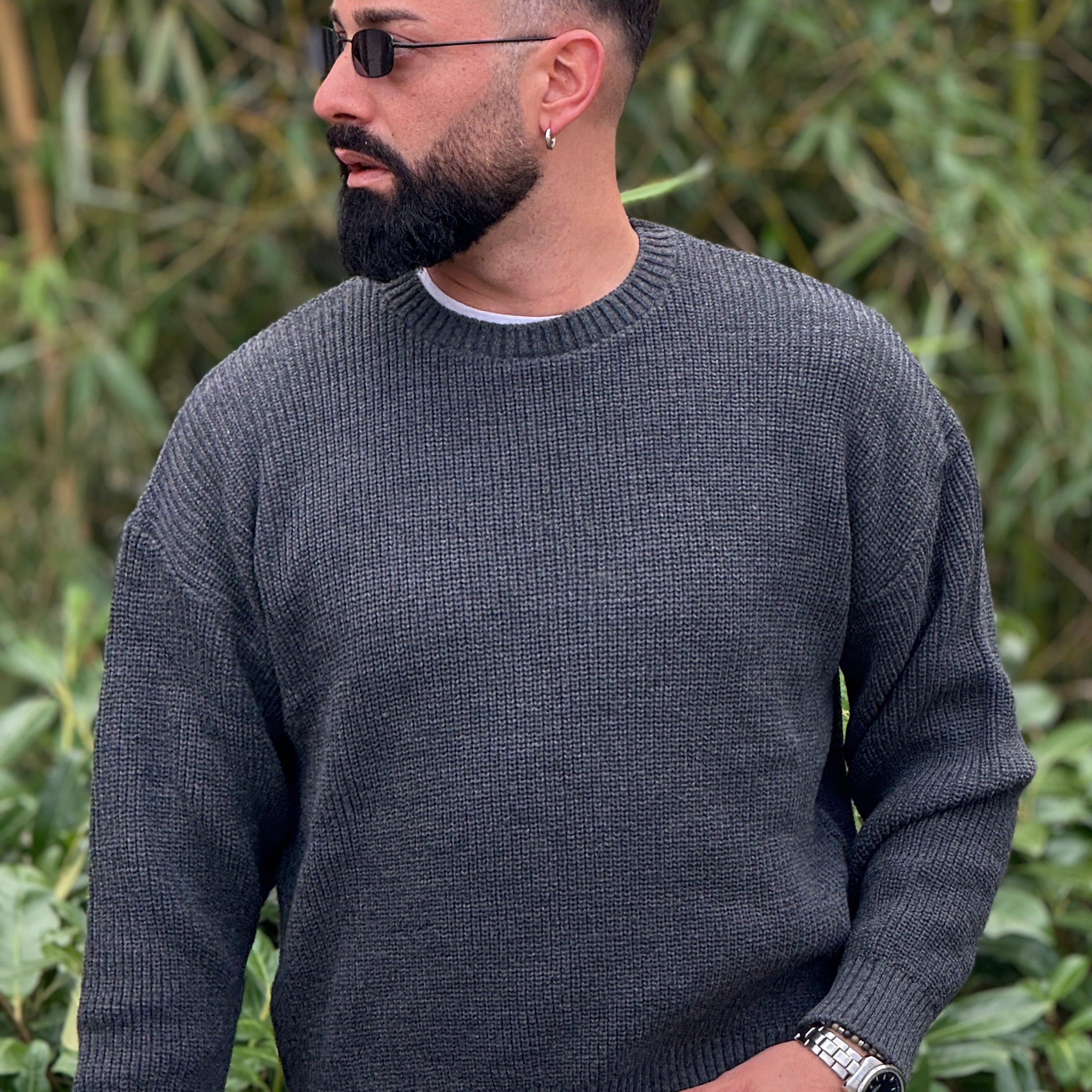 Pullover costina cropped grigio new job brand