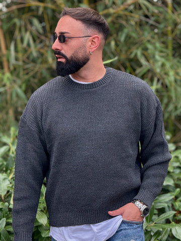 Pullover costina cropped grigio new job brand