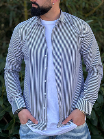 Camicia rigata blu new job brand
