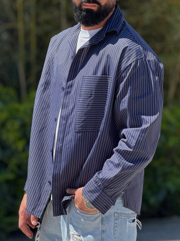Camicia over blu rigata new job brand