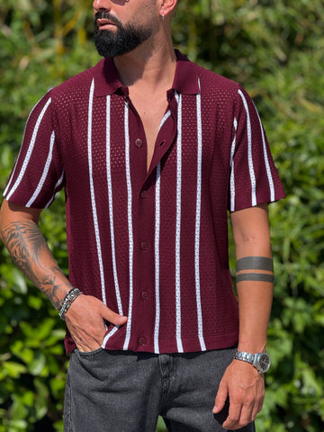 Camicia traforata bordeaux rigata New Job Brand