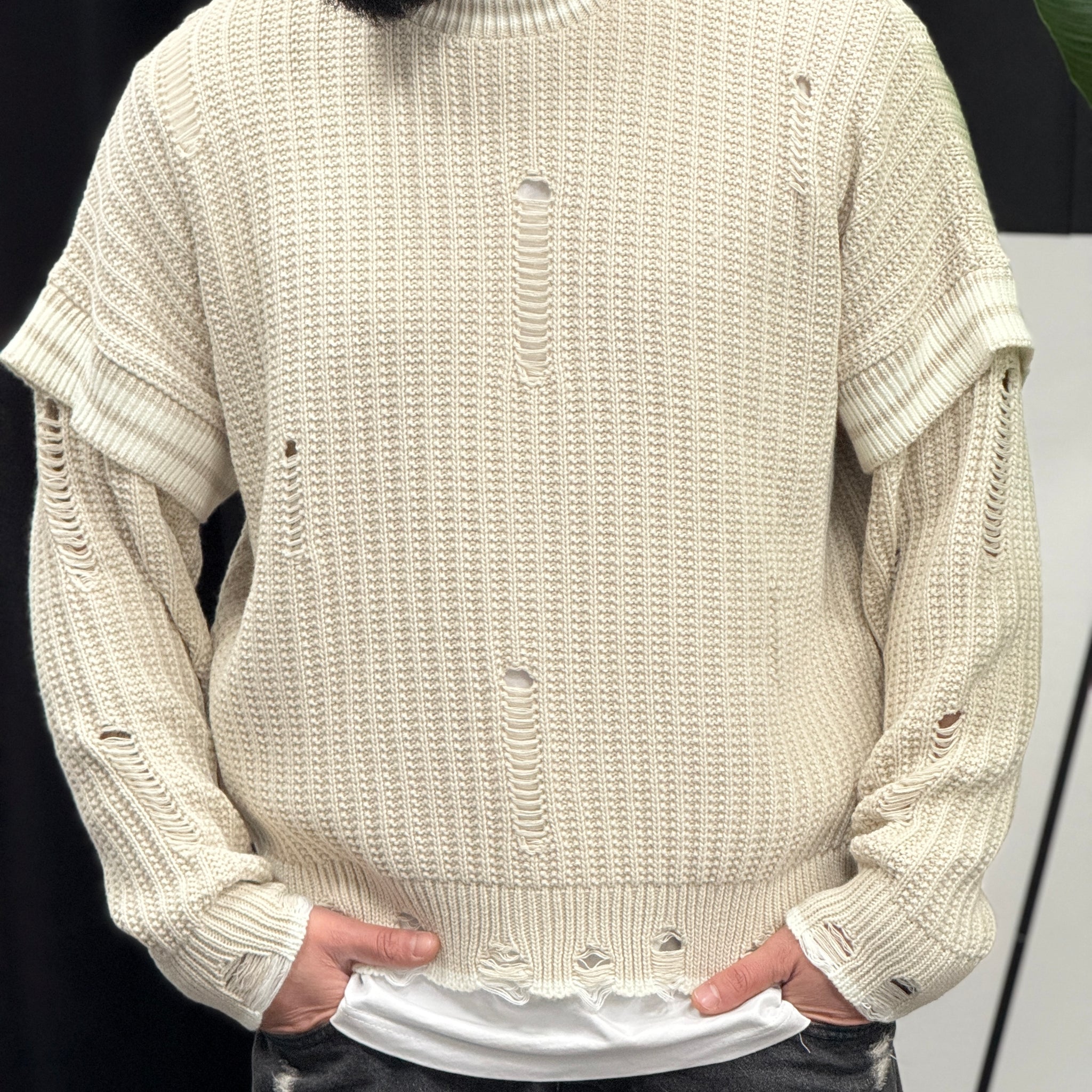 Pullover doppia manica beige  new job brand
