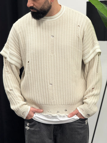 Pullover doppia manica beige  new job brand