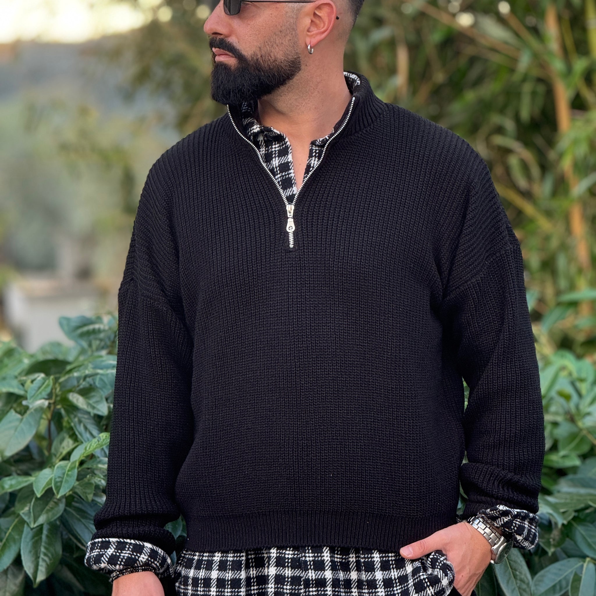 Pullover mezza zip nero new job brand